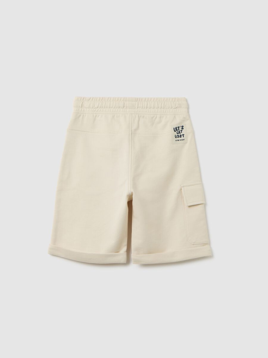 Beige Cotton Shorts for Boys_1