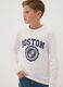 White pure organic cotton T-shirt with varsity print_0
