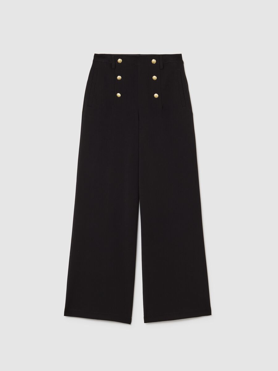 Black Flare Trousers with Buttons_4