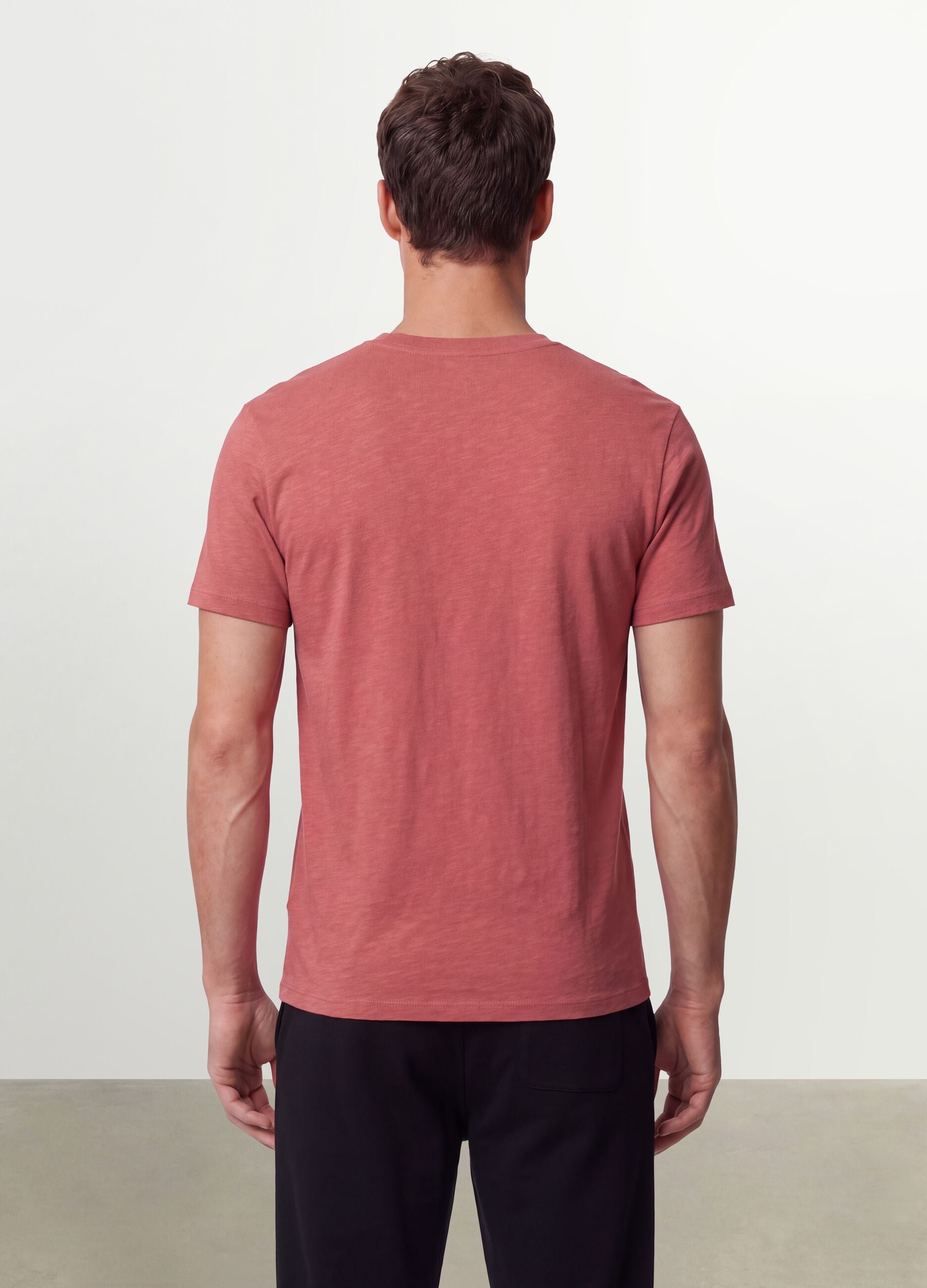 Pink pure cotton regular-fit short-sleeve T-shirt