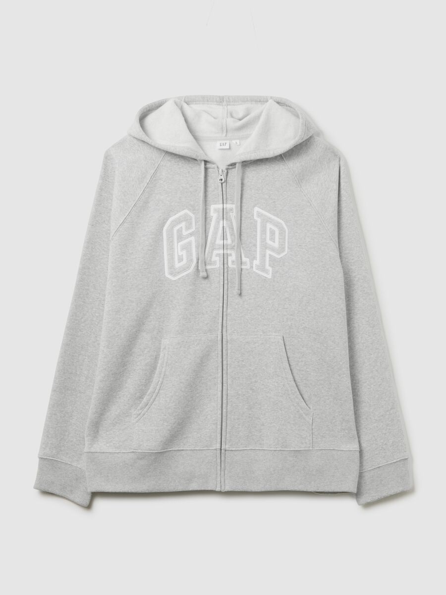 Full-zip sweatshirt with hood and logo embroidery_1