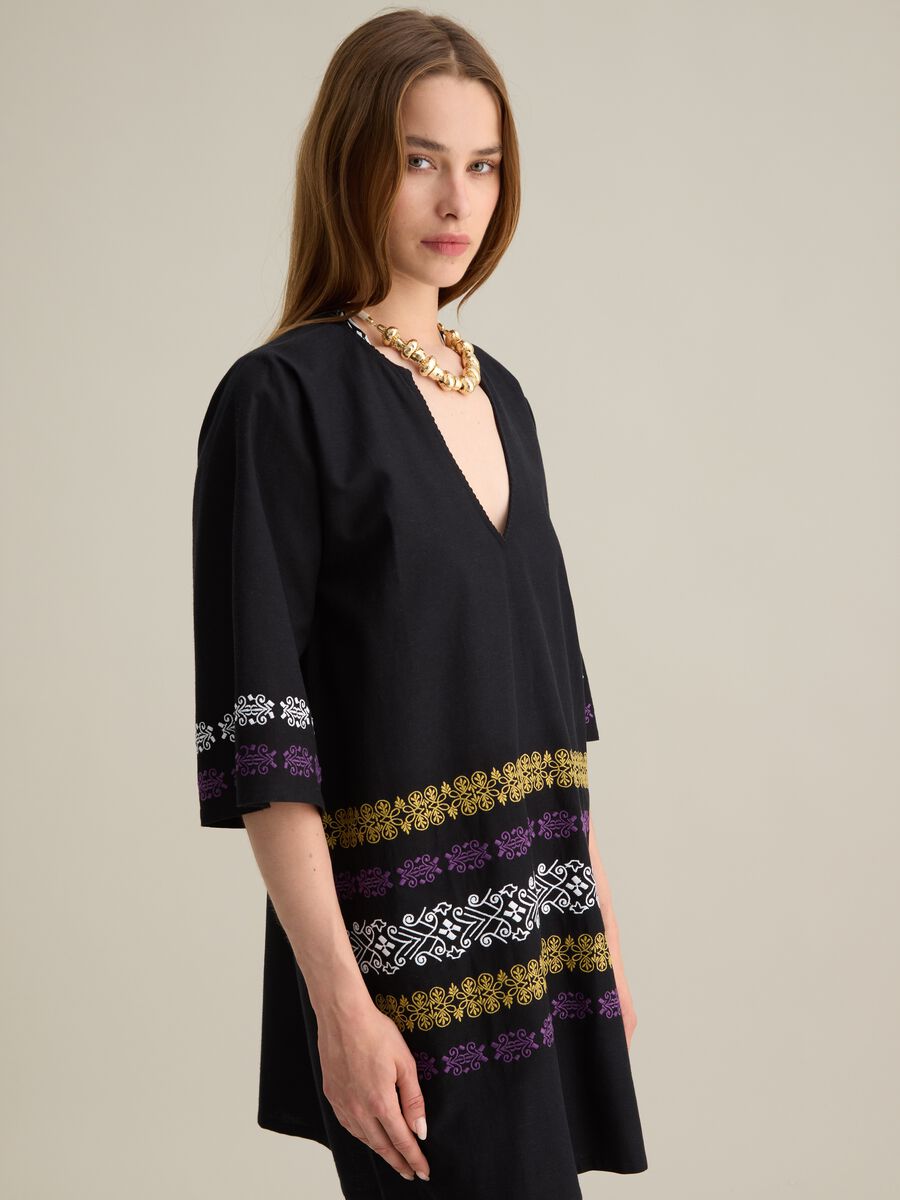 Women's Black Cotton Blend Kaftan_2