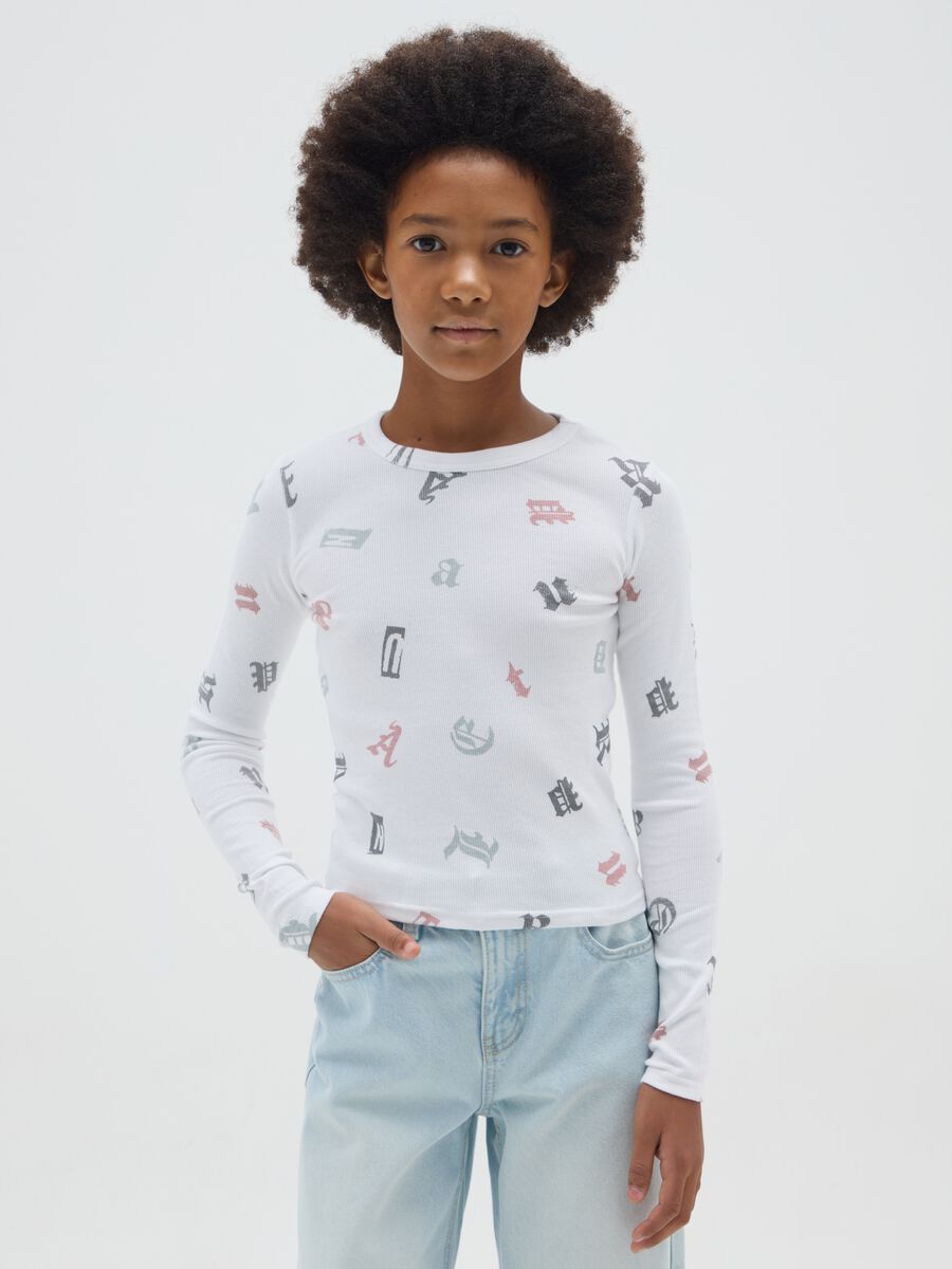 T-shirt da ragazza in cotone elasticizzato multicolor regular fit_0