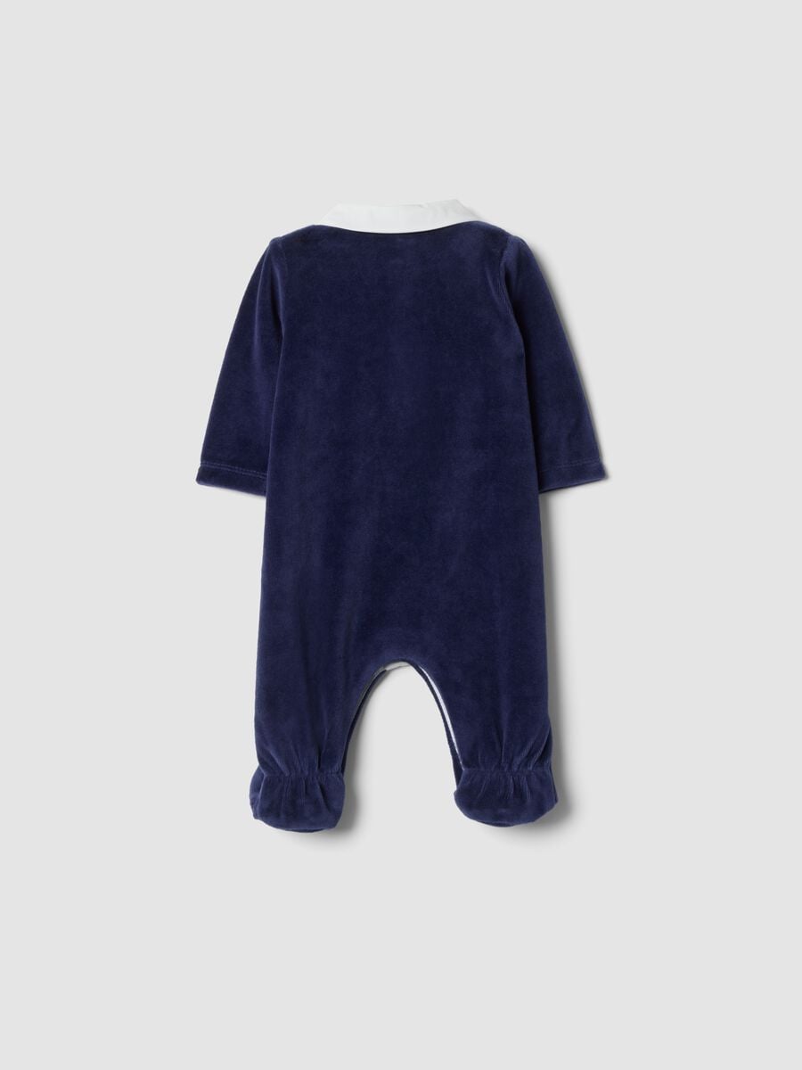 Navy organic cotton-blend babygrow with collar_1