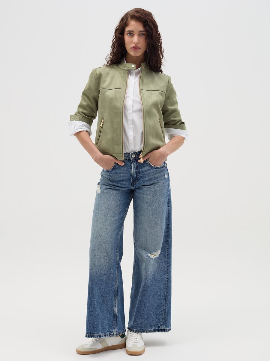 Short suede jacket with full-zip _1