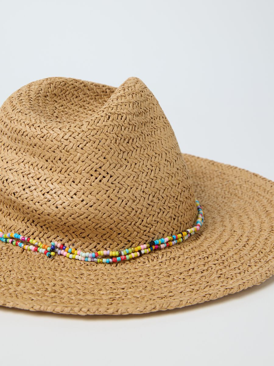 Textile Paper Fedora Hat with Coloured Beads_1