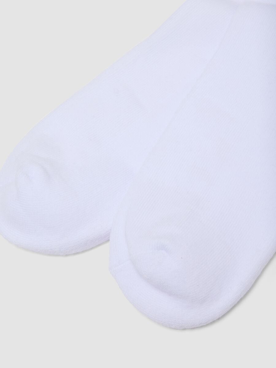 Calze sportive bianche in cotone elasticizzato con logo ricamato_2