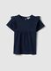 Girls&rsquo; blue pure cotton regular-fit T-shirt with frills_0