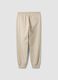 Beige cotton-blend joggers with cuffed hems and drawstring_7
