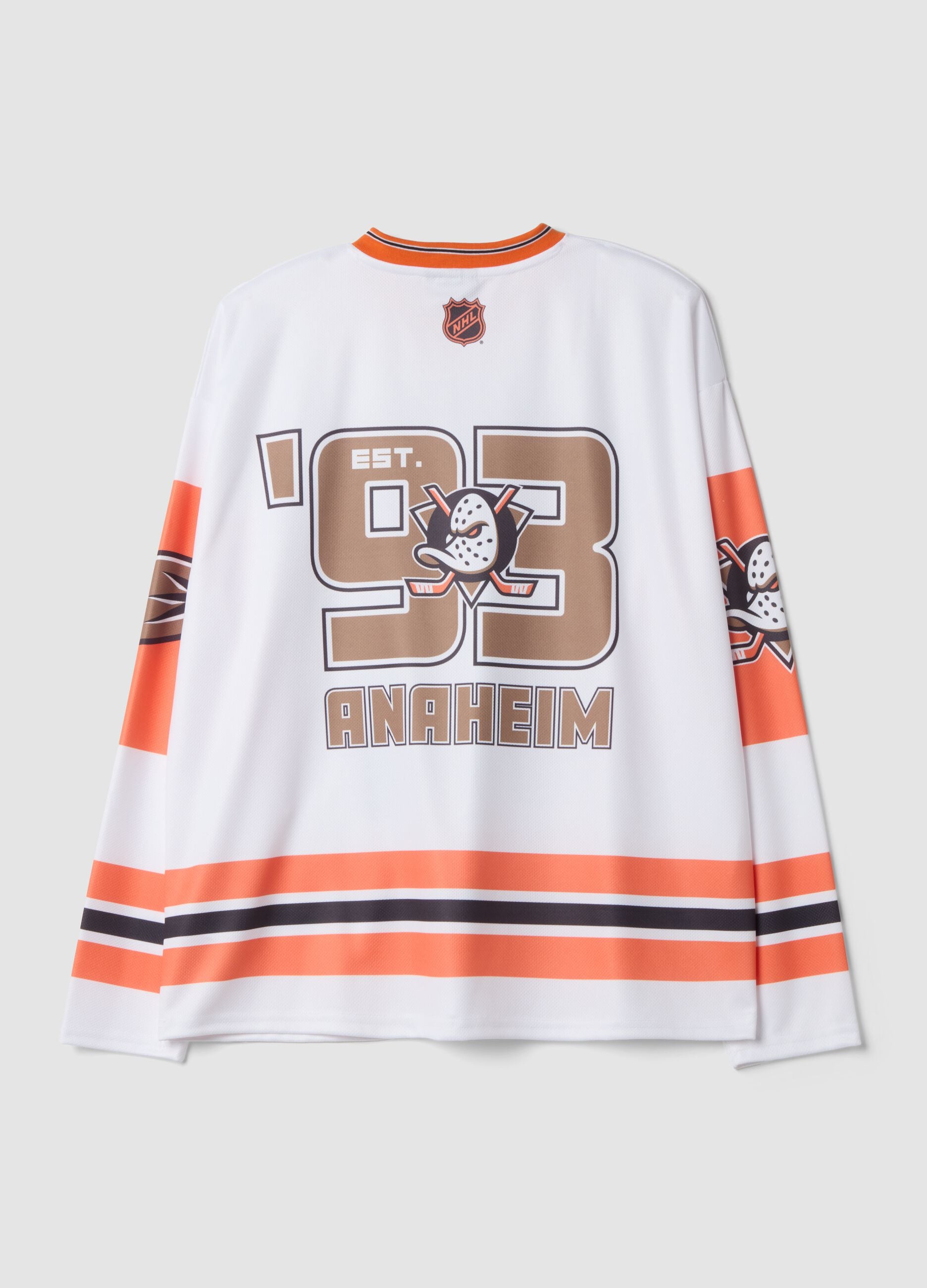White pure cotton T-shirt with Anaheim Ducks print