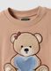 Pure cotton crew-neck set with teddy bear print for girls_2