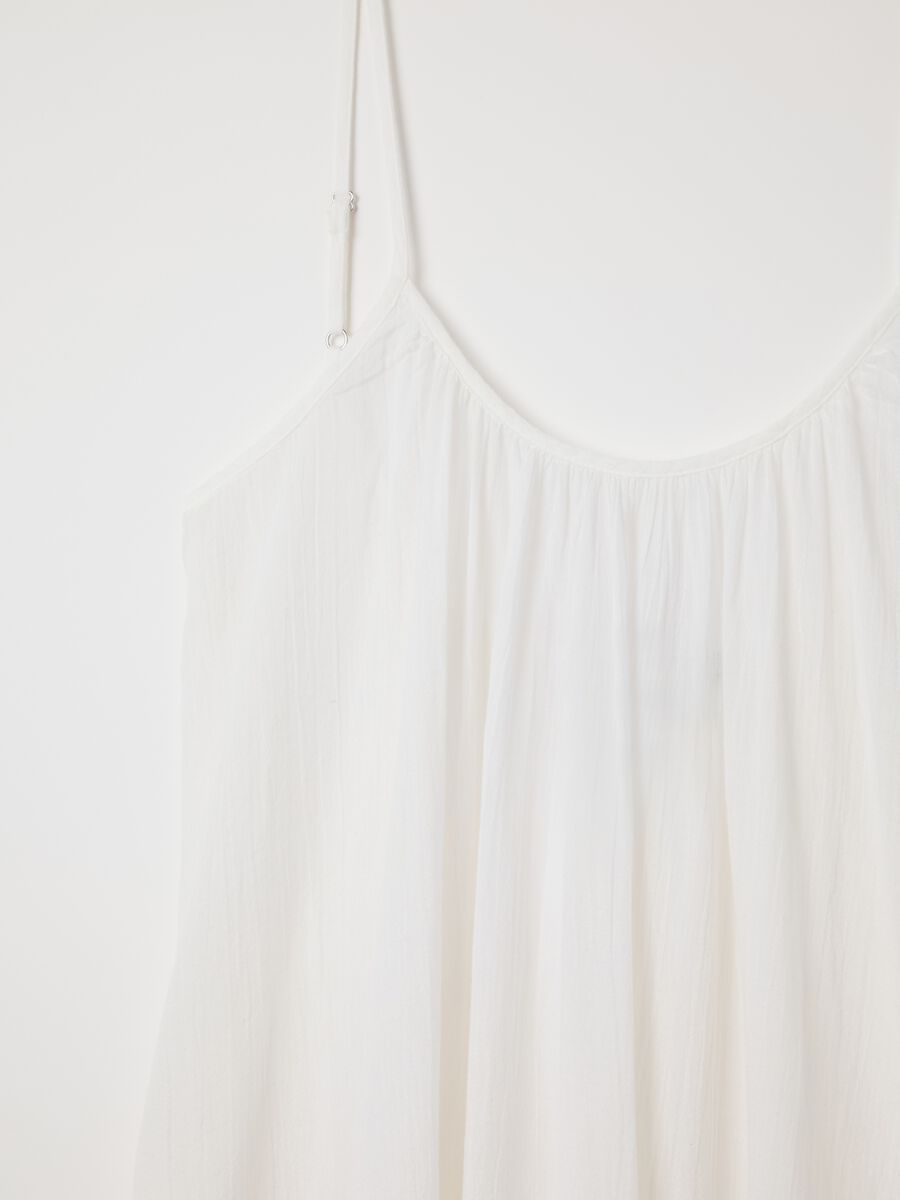 Women's full-length white dress in 100% cotton_5