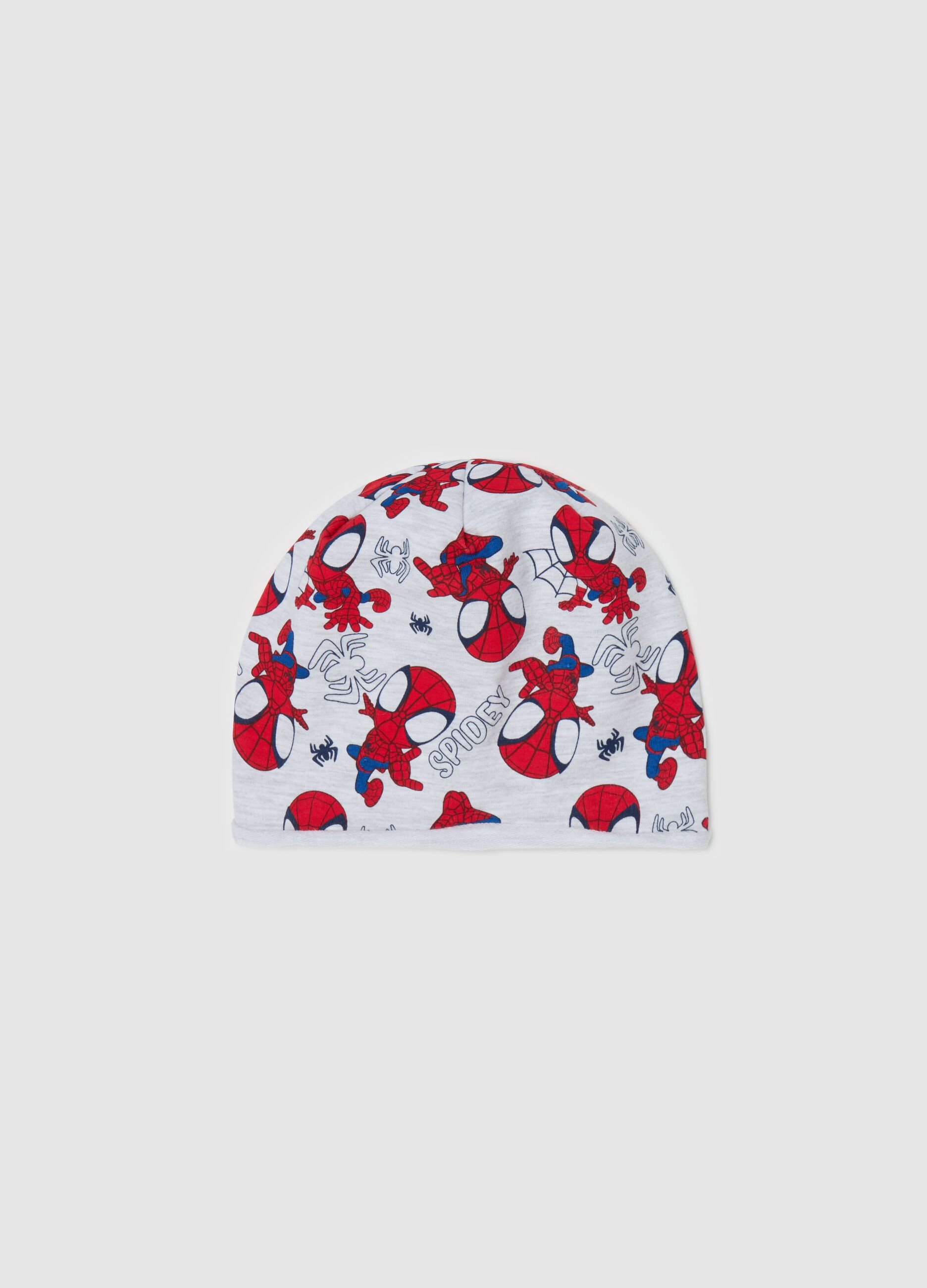 French terry hat with Spidey print