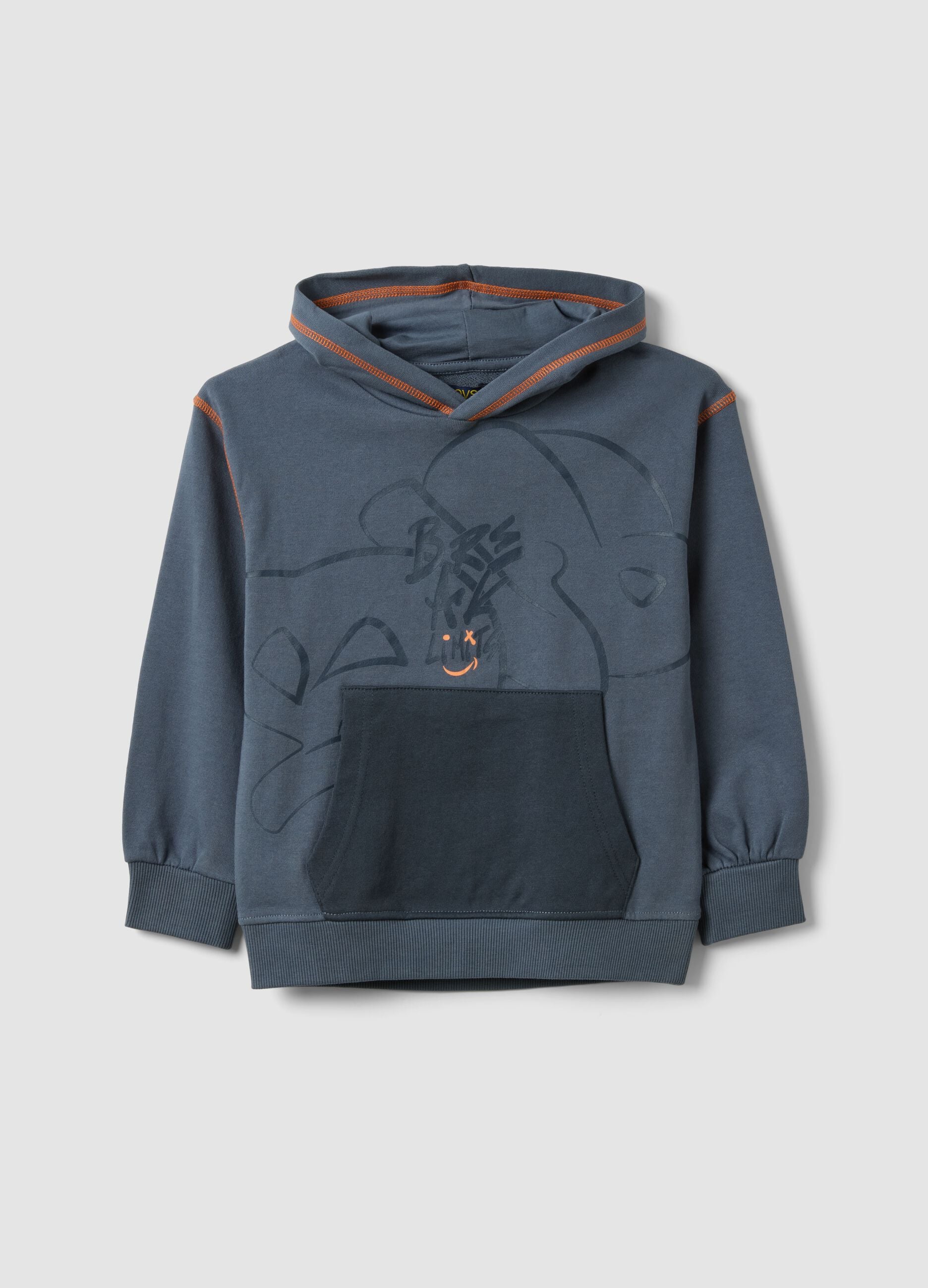 Grey pure cotton hoodie