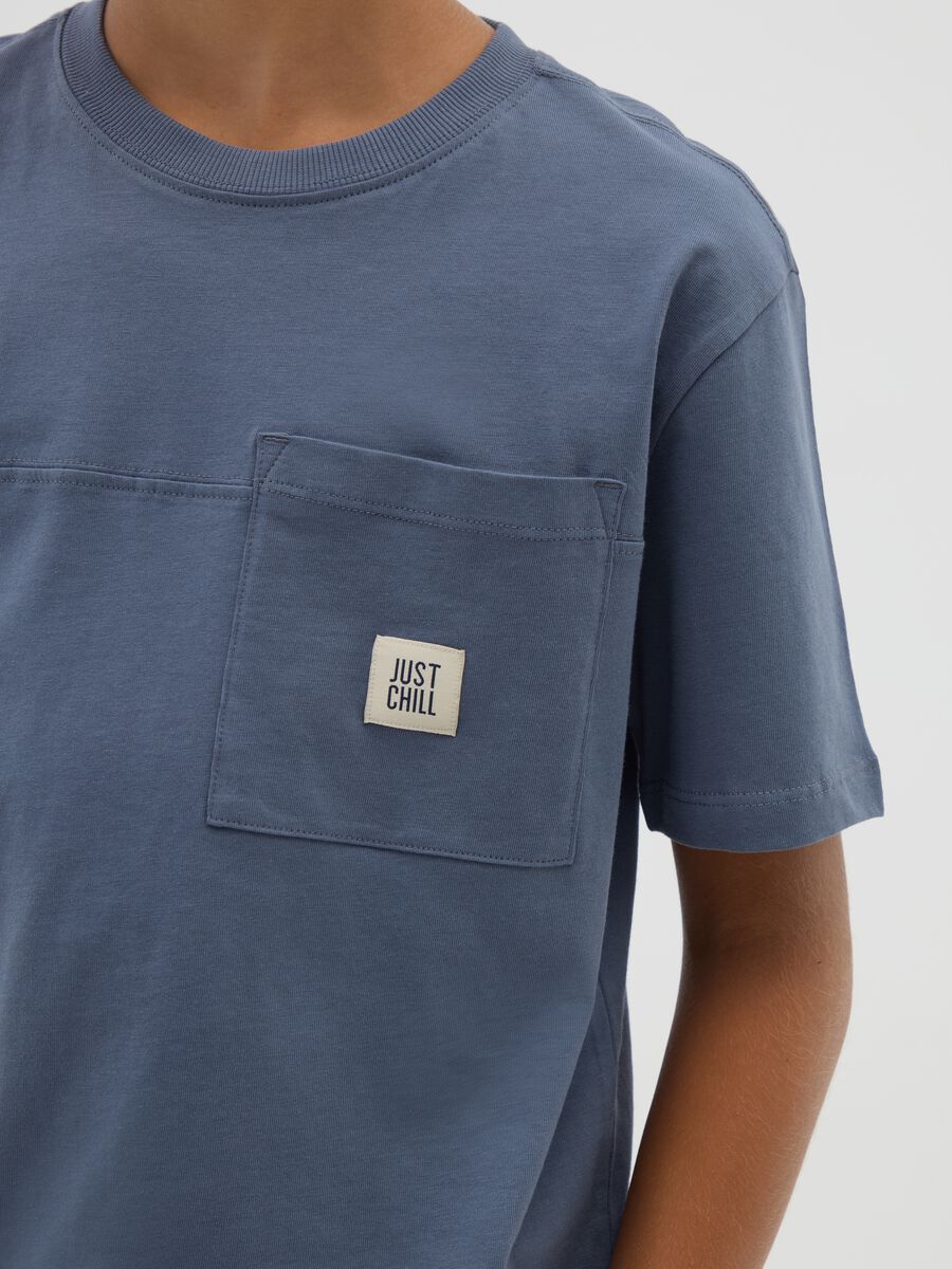Boys' Blue Cotton Regular Fit T-shirt_1