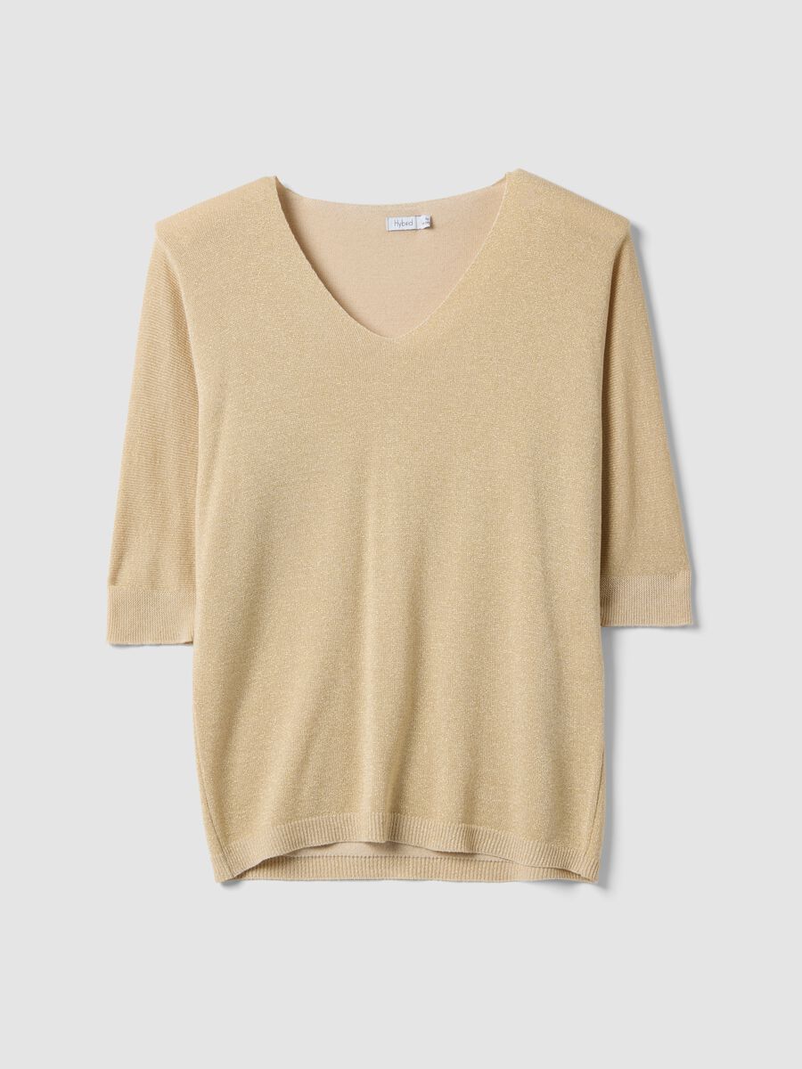 Beige modal blend regular fit jumper with shimmering design_4