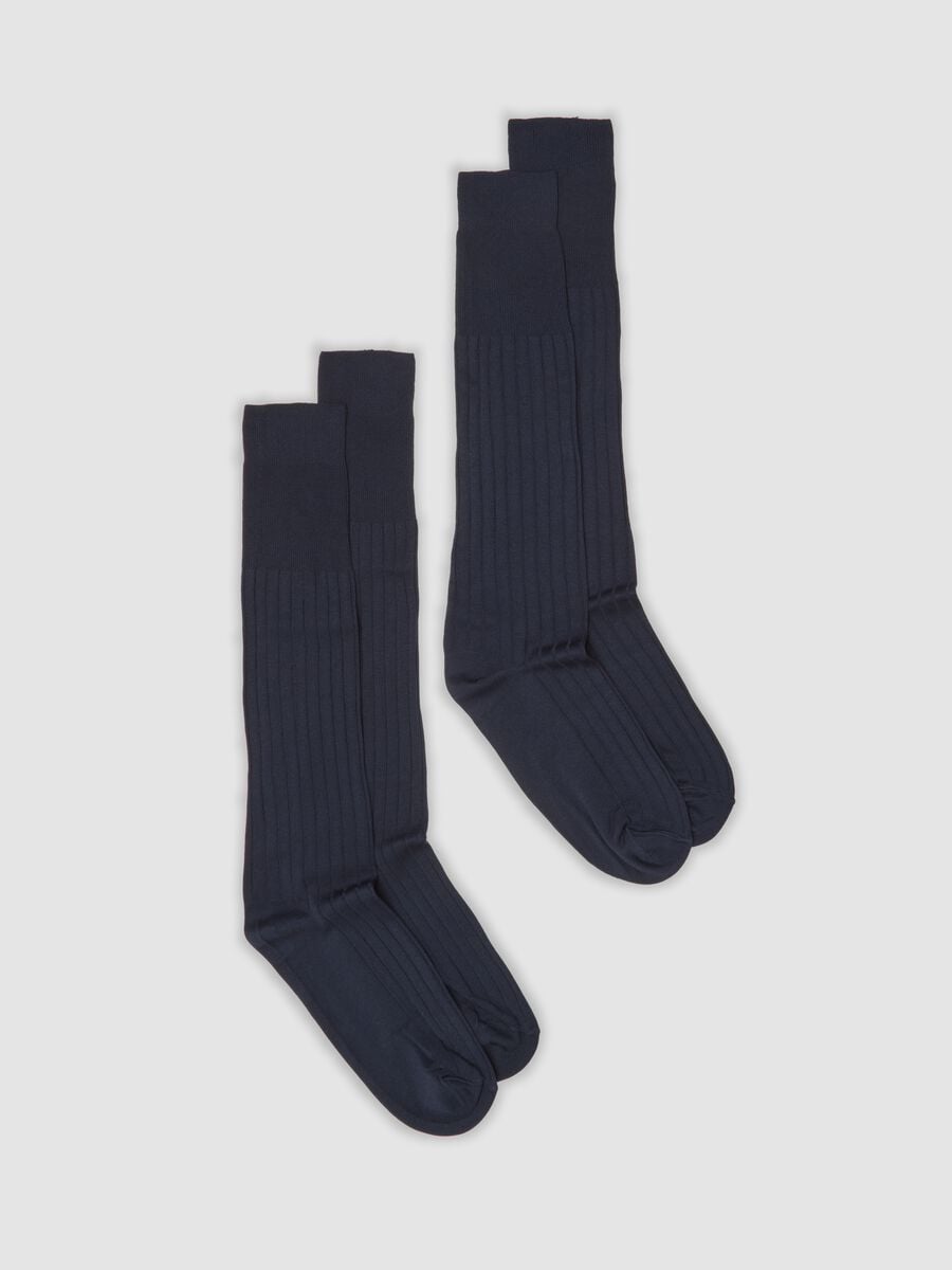 2-pack of navy blue ribbed knee-high socks_0