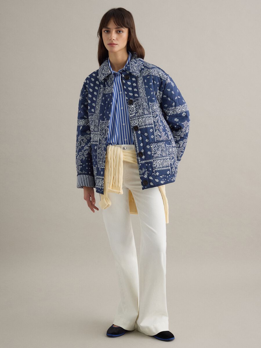 Multicolour padded jacket in pure cotton regular fit with pattern_3