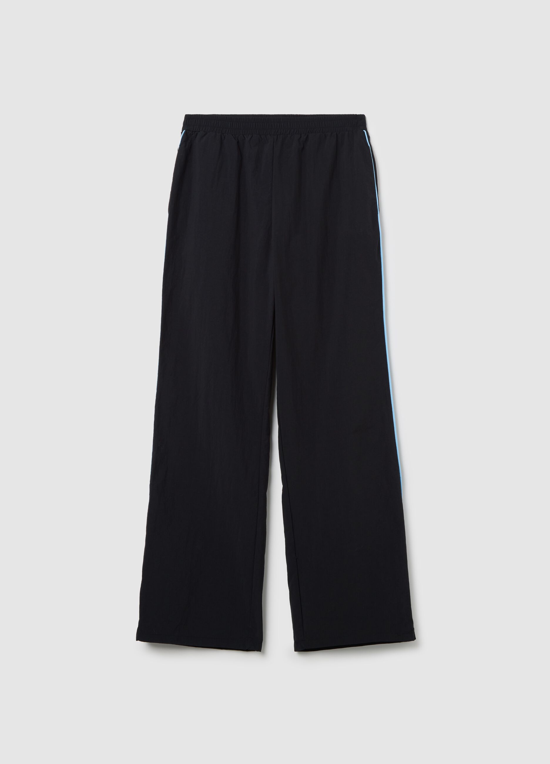 Joggers in nylon con spacchetti e zip nero