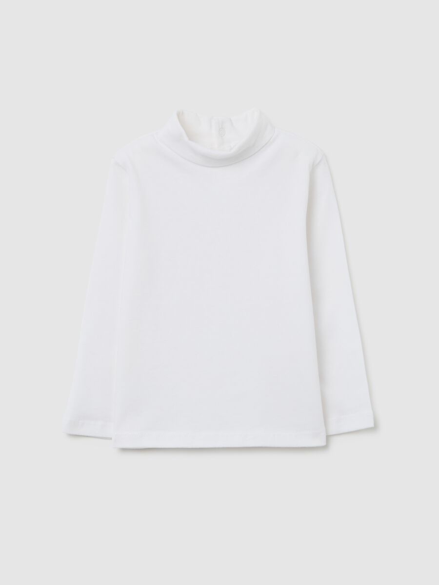 White roll-neck cotton sweater for children, regular fit_0