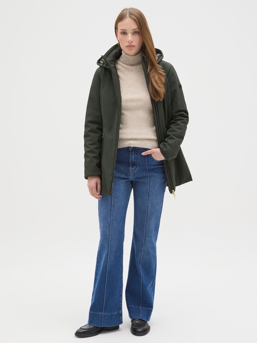 Giacca imbottita verde regular fit con zip e cappuccio_1
