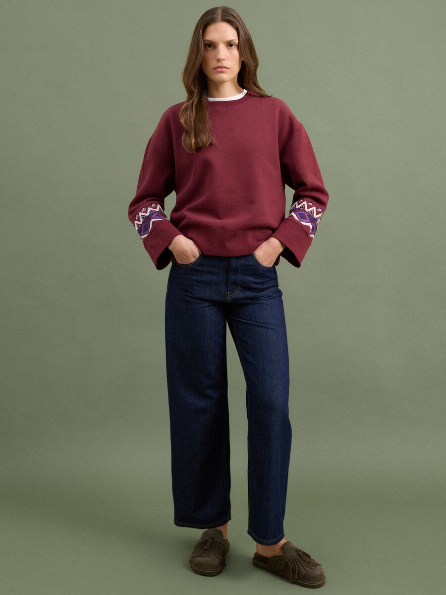 Felpa rossa in misto cotone con fantasia regular fit_1
