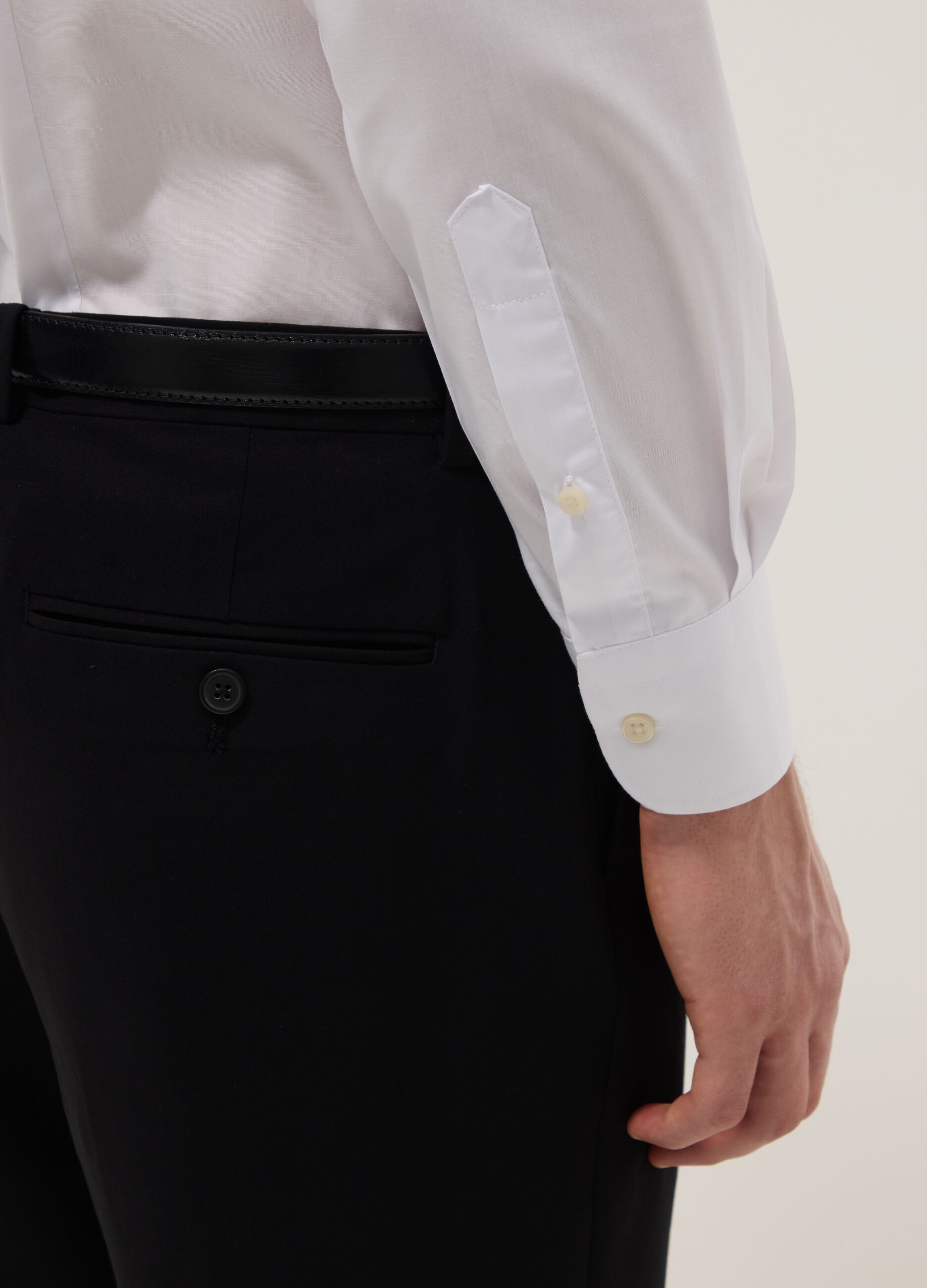 White slim-fit shirt with button-down collar