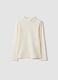 White pure organic cotton T-shirt with raised neck_0