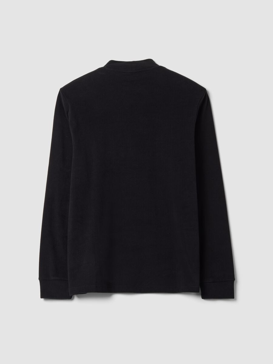 Black stretch-fabric top with stand-up collar_2