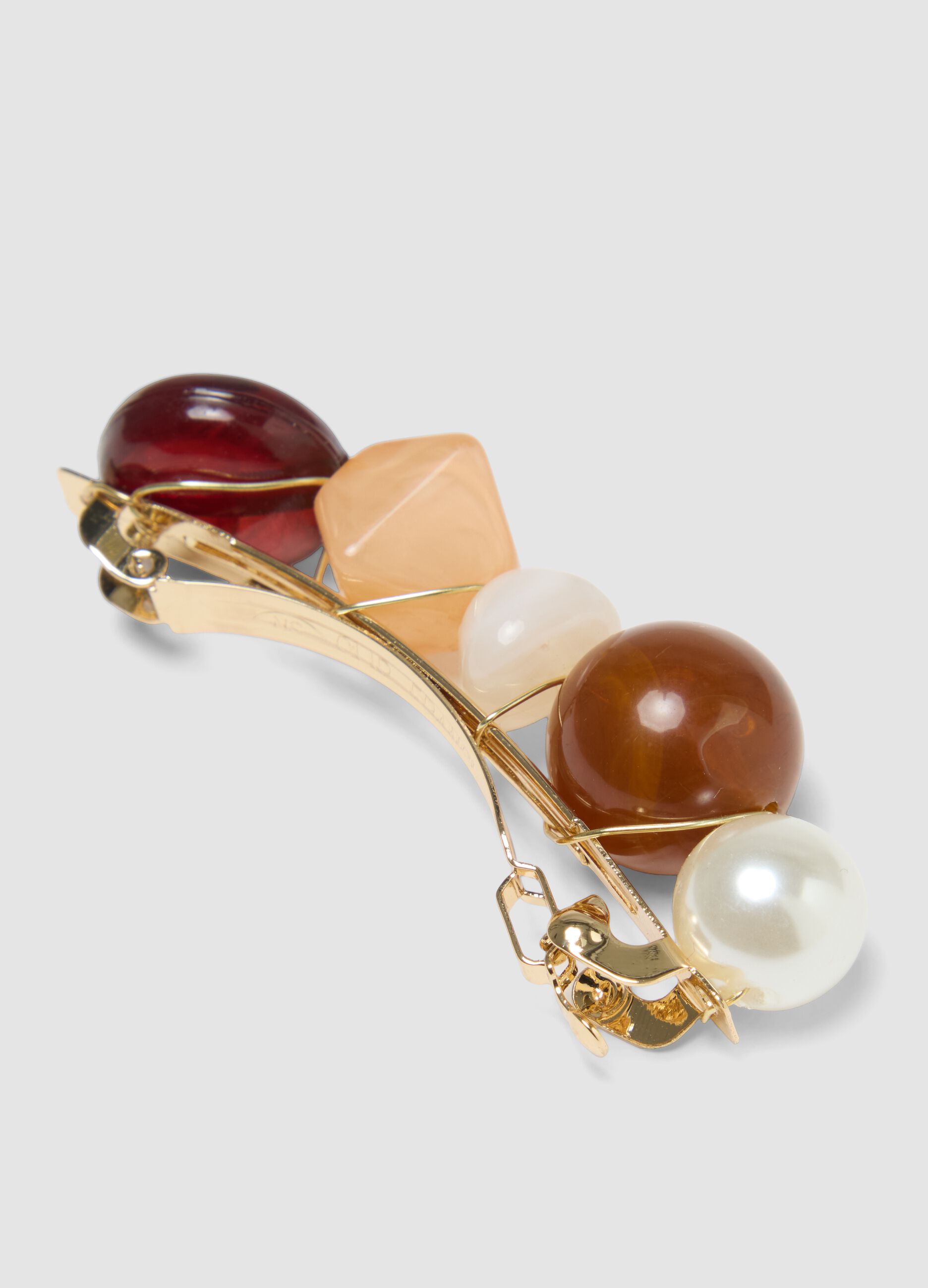 Multicolour hair clip with decorative pearls
