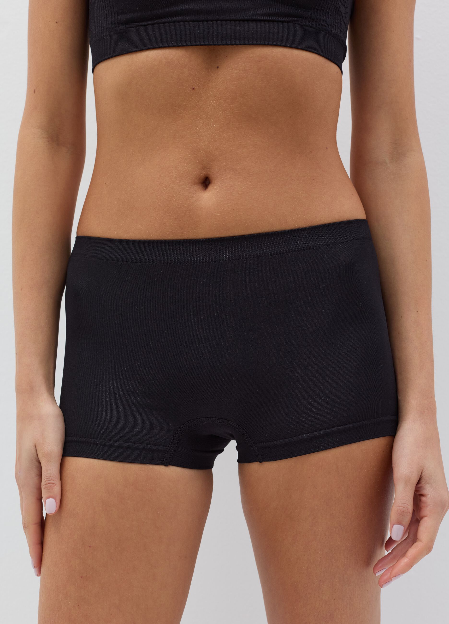 Slip hipster nero in microfibra elasticizzata