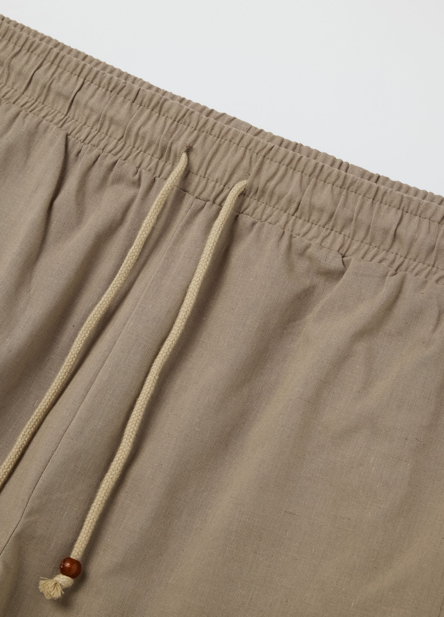 Beige pyjama shorts in cotton and linen