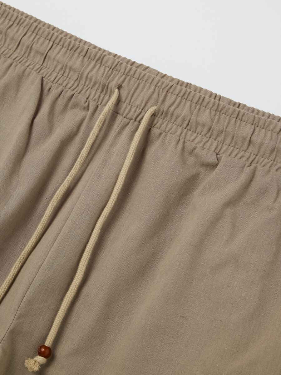 Beige pyjama shorts in cotton and linen_5