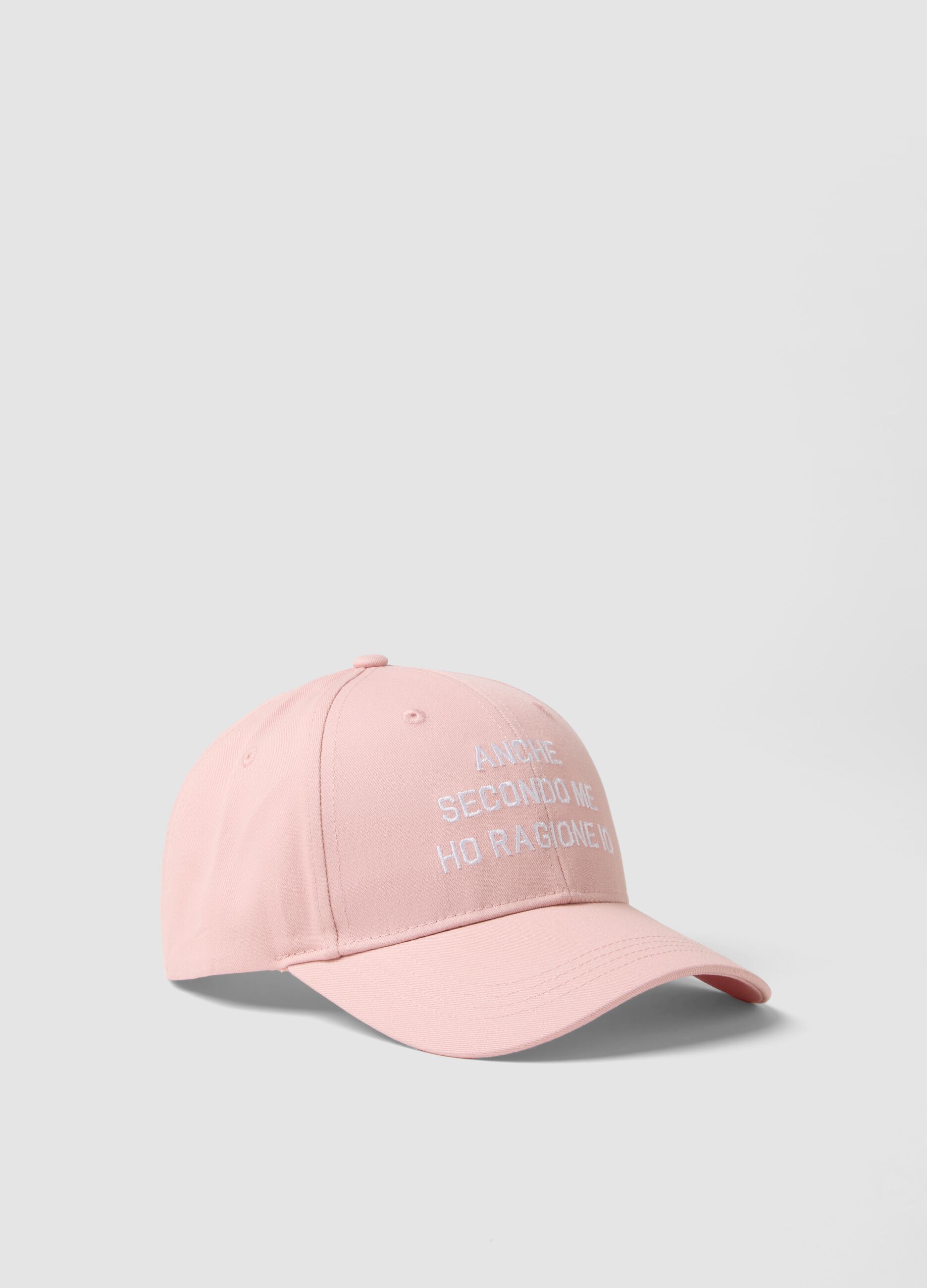 Pink pure cotton baseball cap with lettering