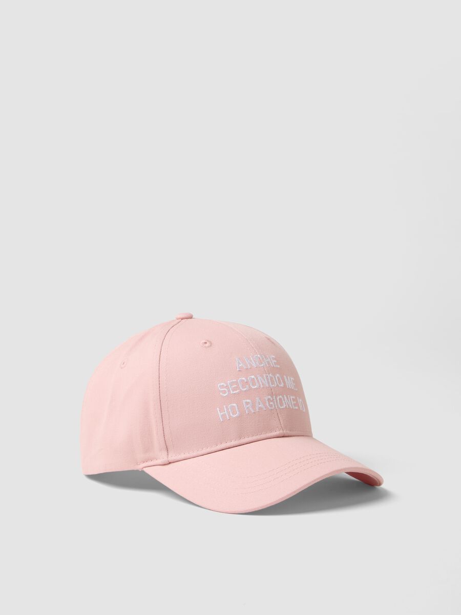 Cappello da baseball in puro cotone rosa con scritta_0