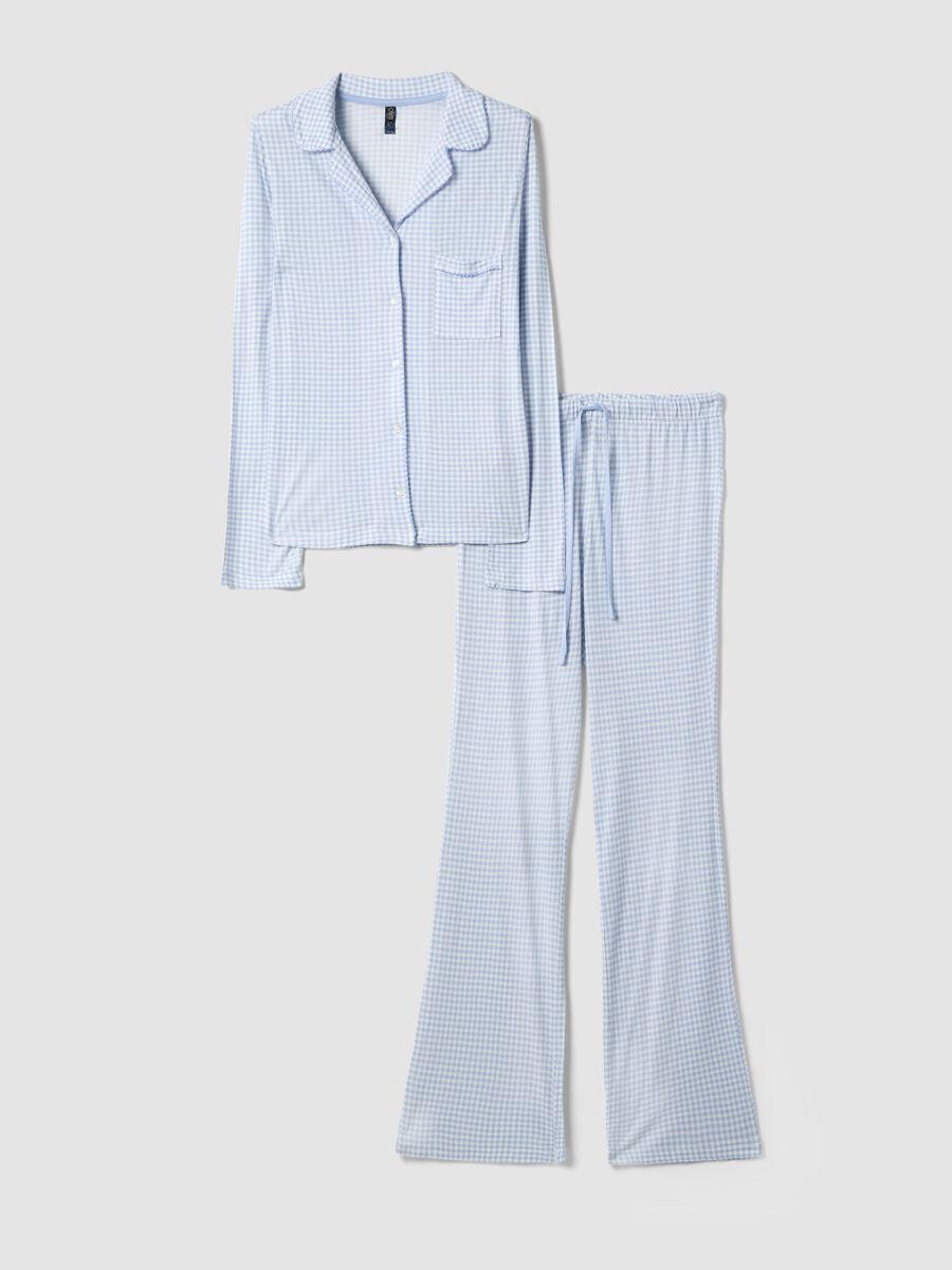 Pure Viscose Multicolour Check Pyjama Regular Fit with V-Neck_4