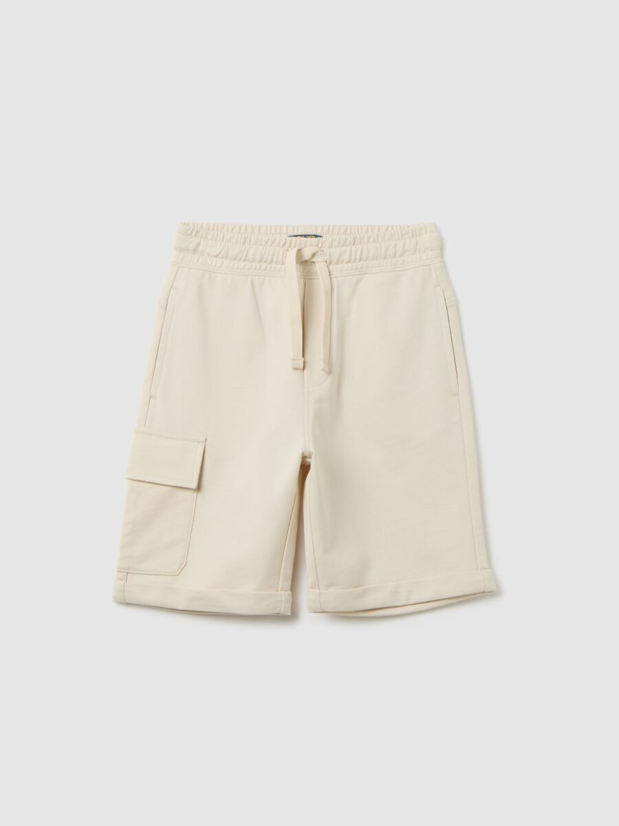 Beige Cotton Shorts for Boys_0