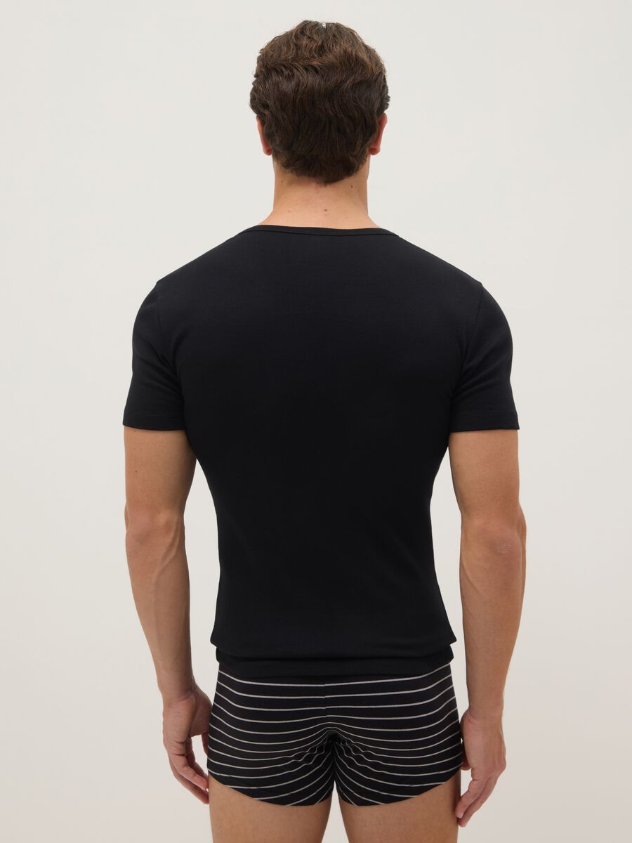 Two-Pack Black Deep V Pure Cotton T-Shirt Regular Fit_2