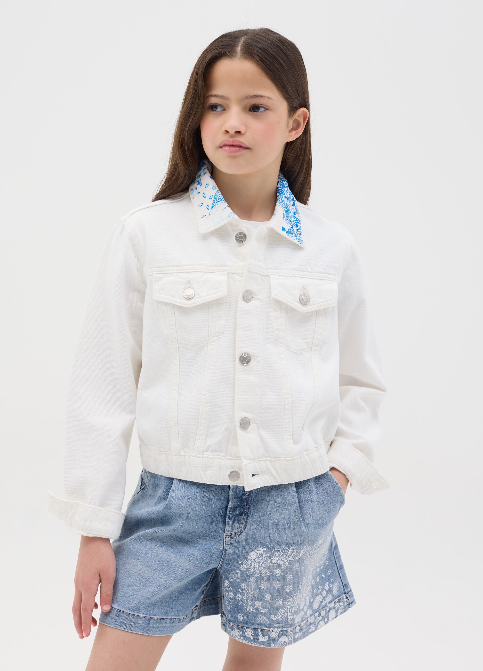 Denim jacket with elasticated hem