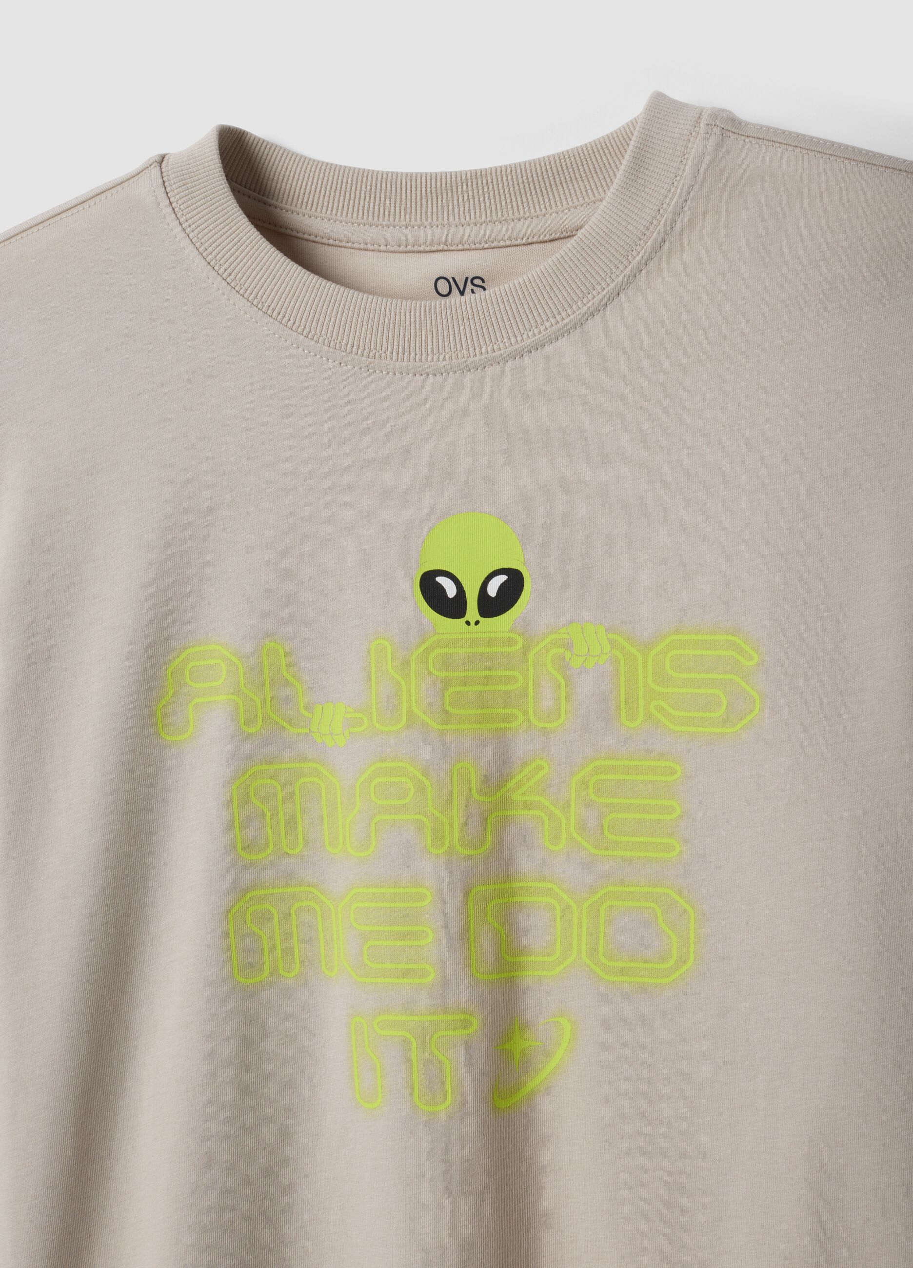T-shirt grigia in puro cotone organico con stampa per ragazzo