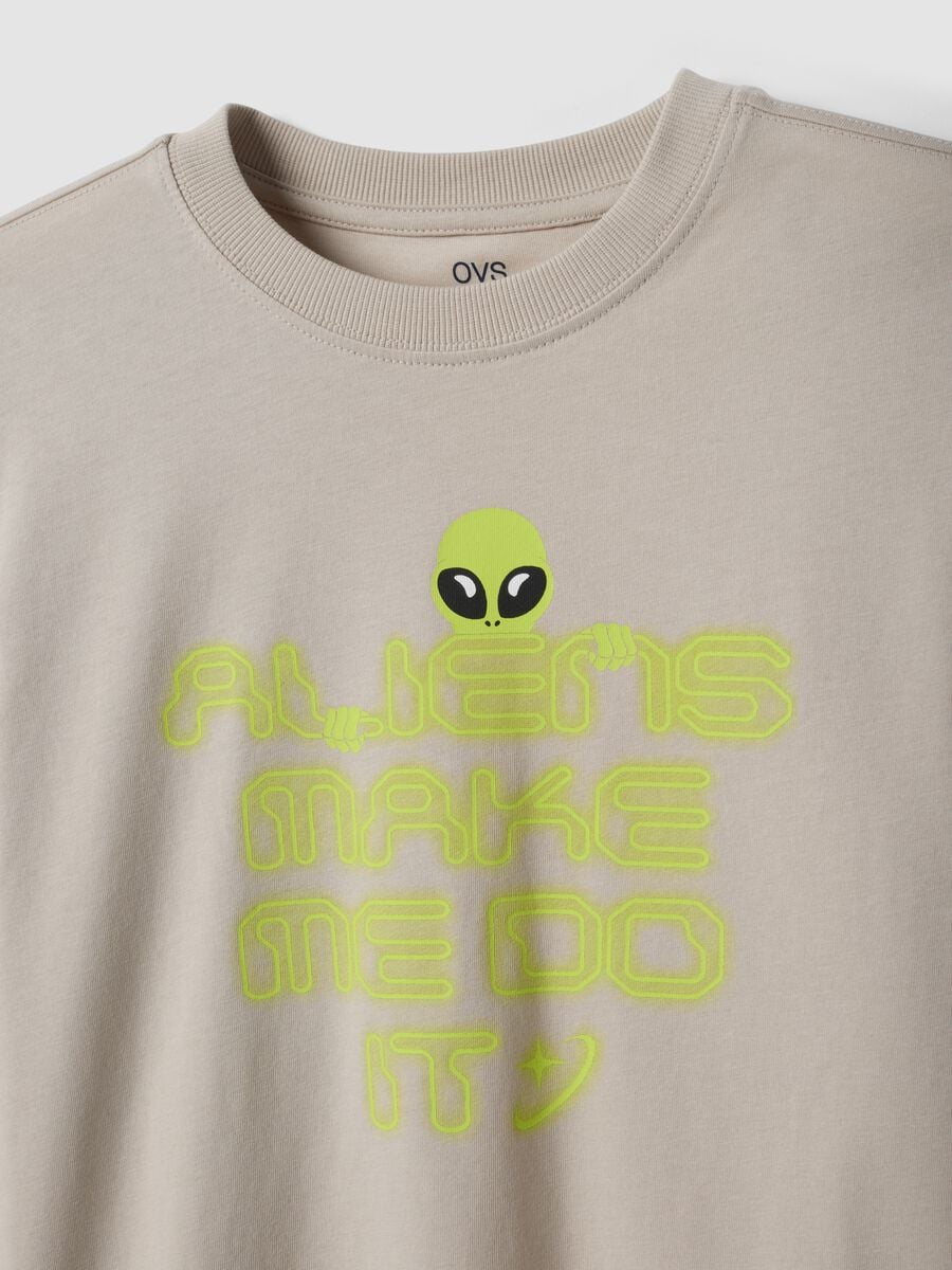 Grey pure organic cotton printed T-shirt for boys_1