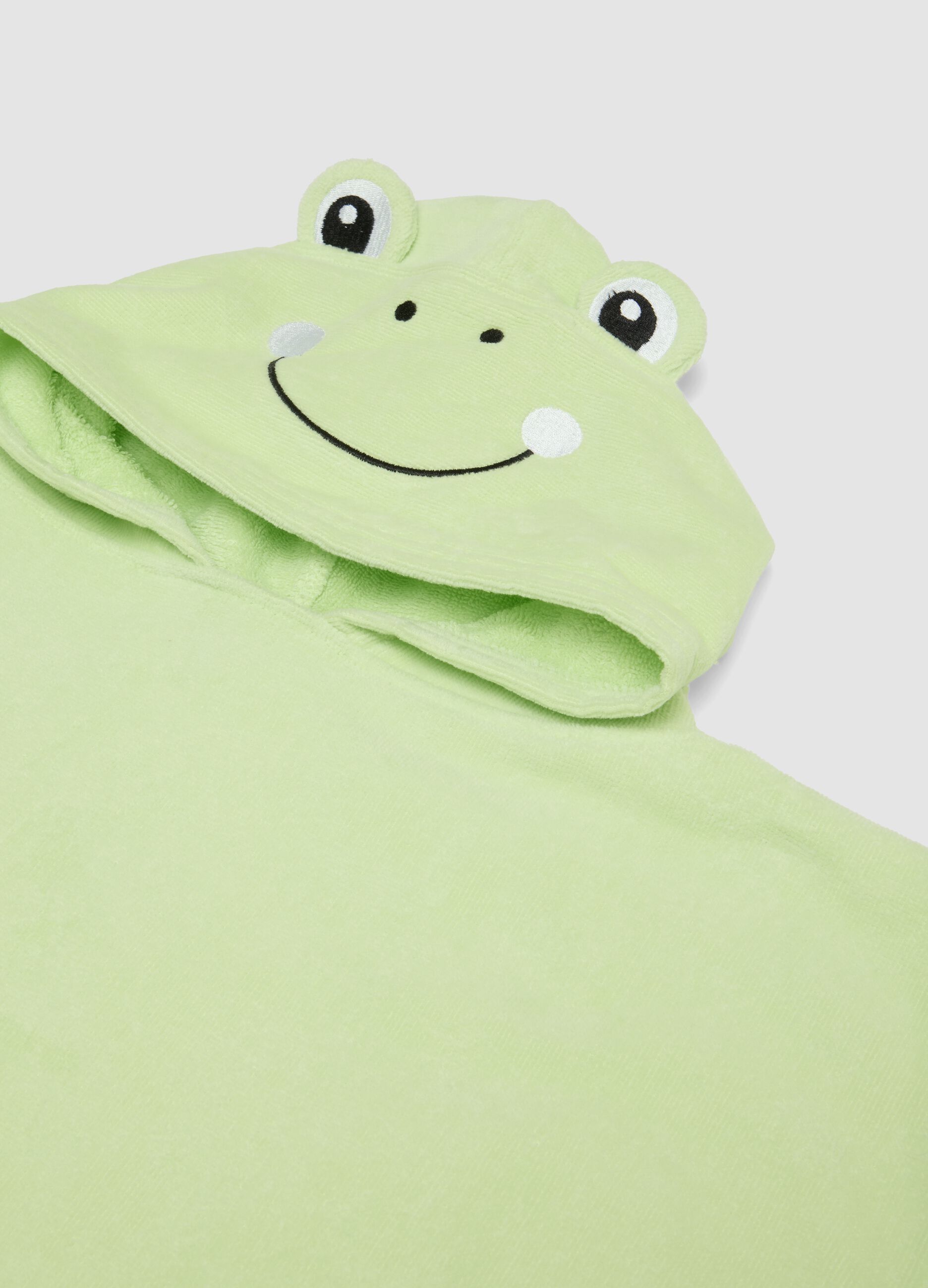 Green pure cotton baby beach poncho with hood