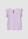 Purple organic cotton girls&rsquo; tank top with print and ruffles_1