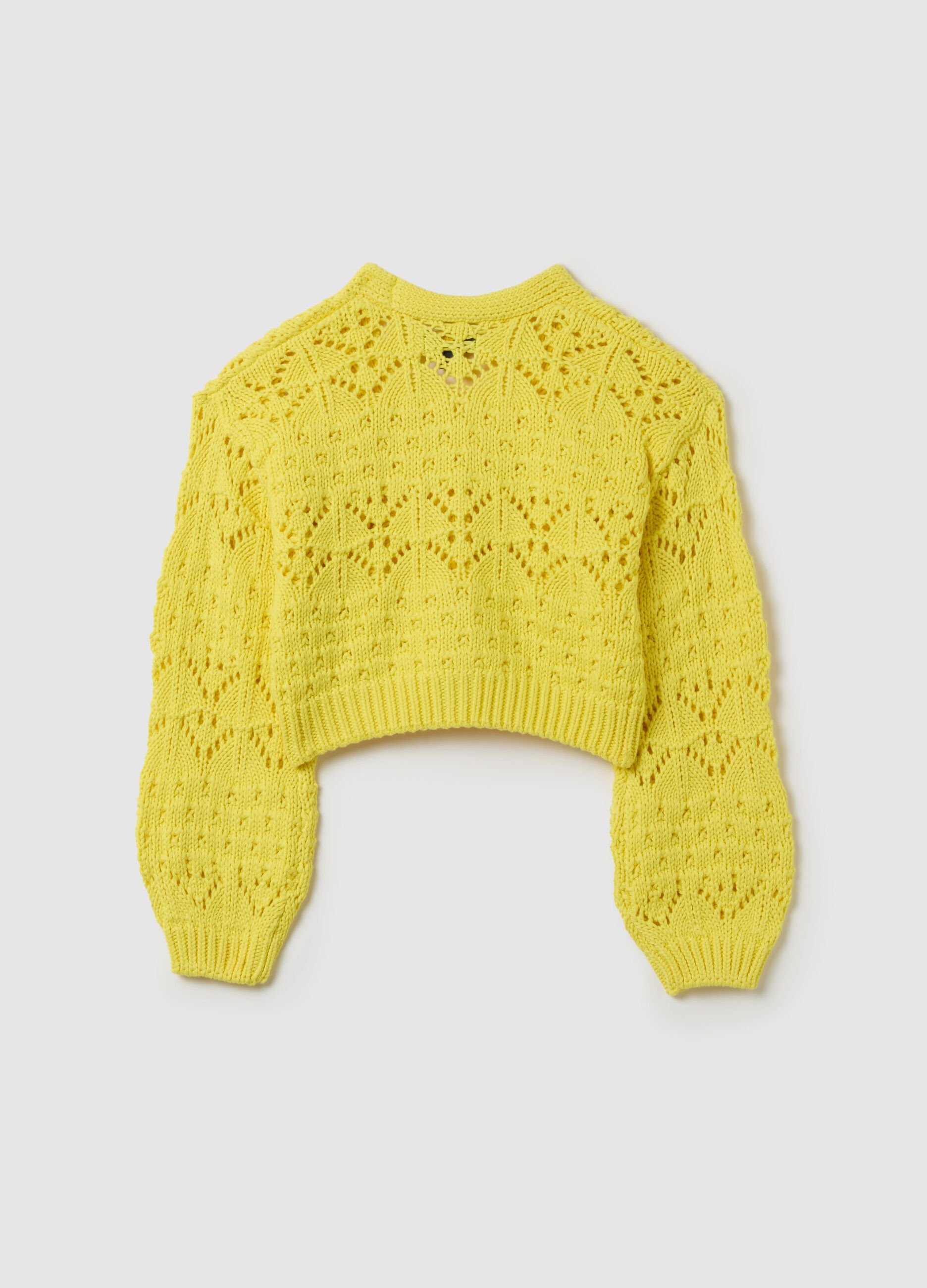 Cardigan with V neck and openwork design