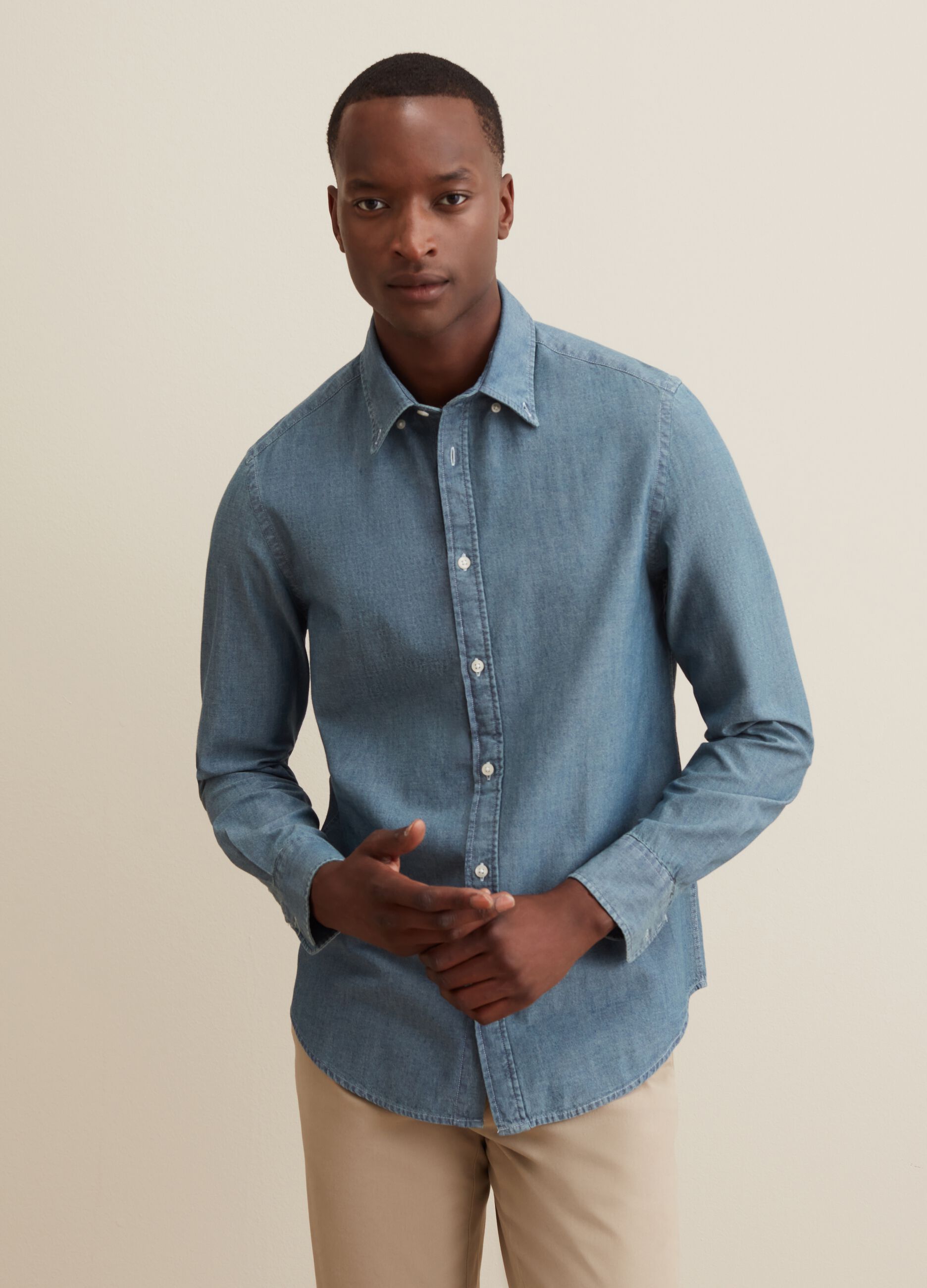 Camicia in cotone chambray_1