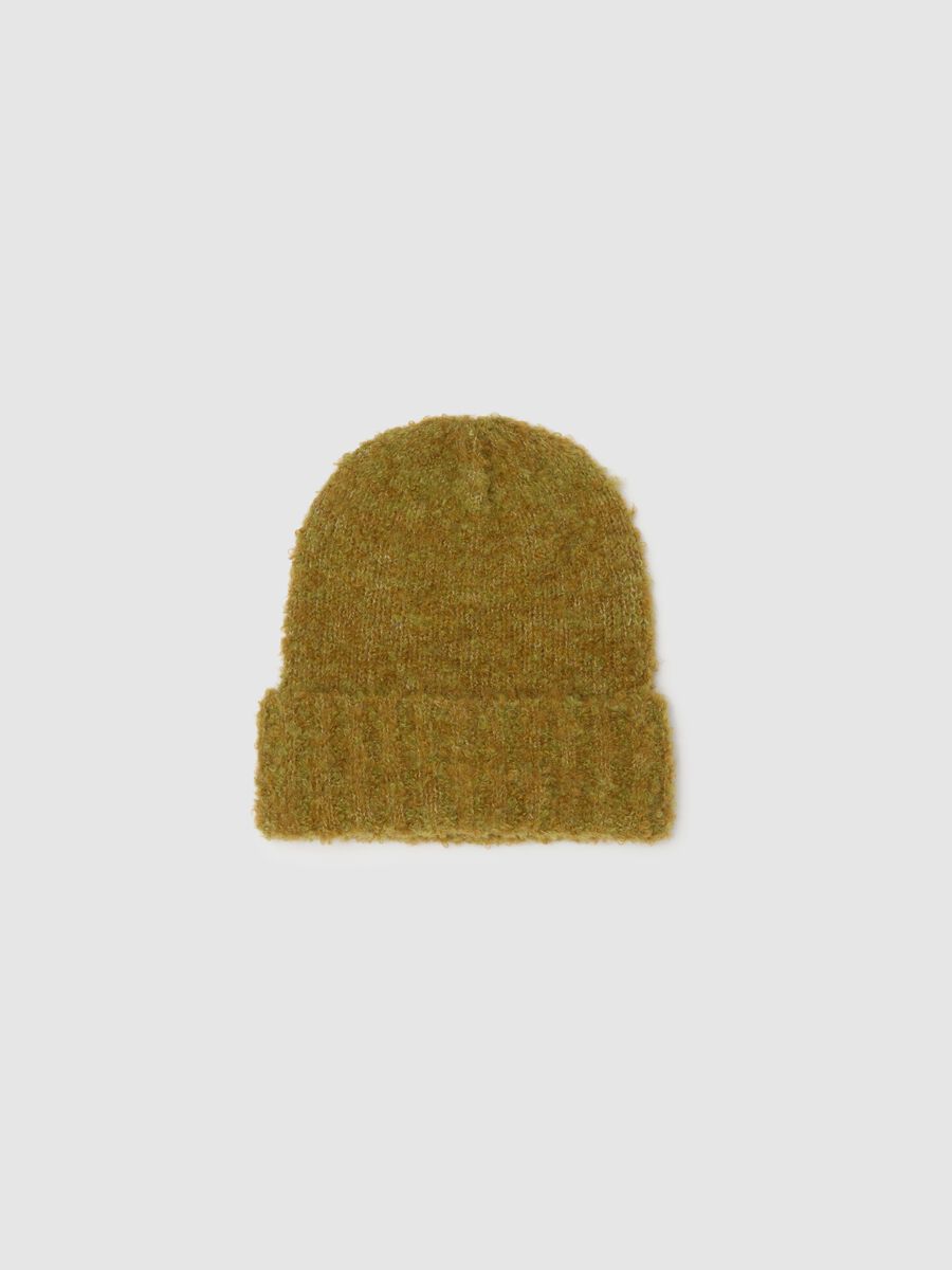 Beige stretch jersey knit hat_0