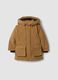 Long padded brown parka with hood, regular fit_0