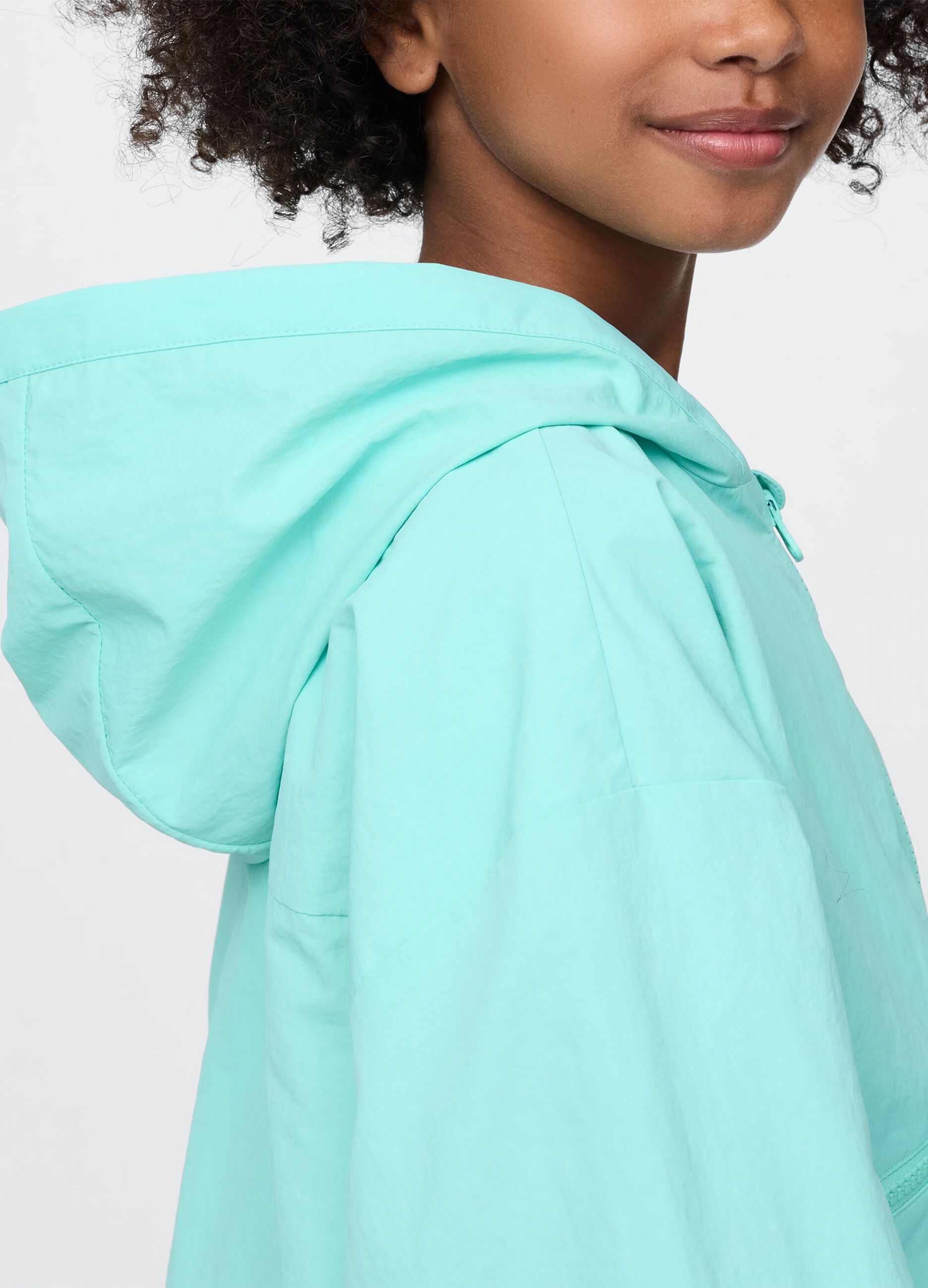 Mint green lightweight jacket with hood