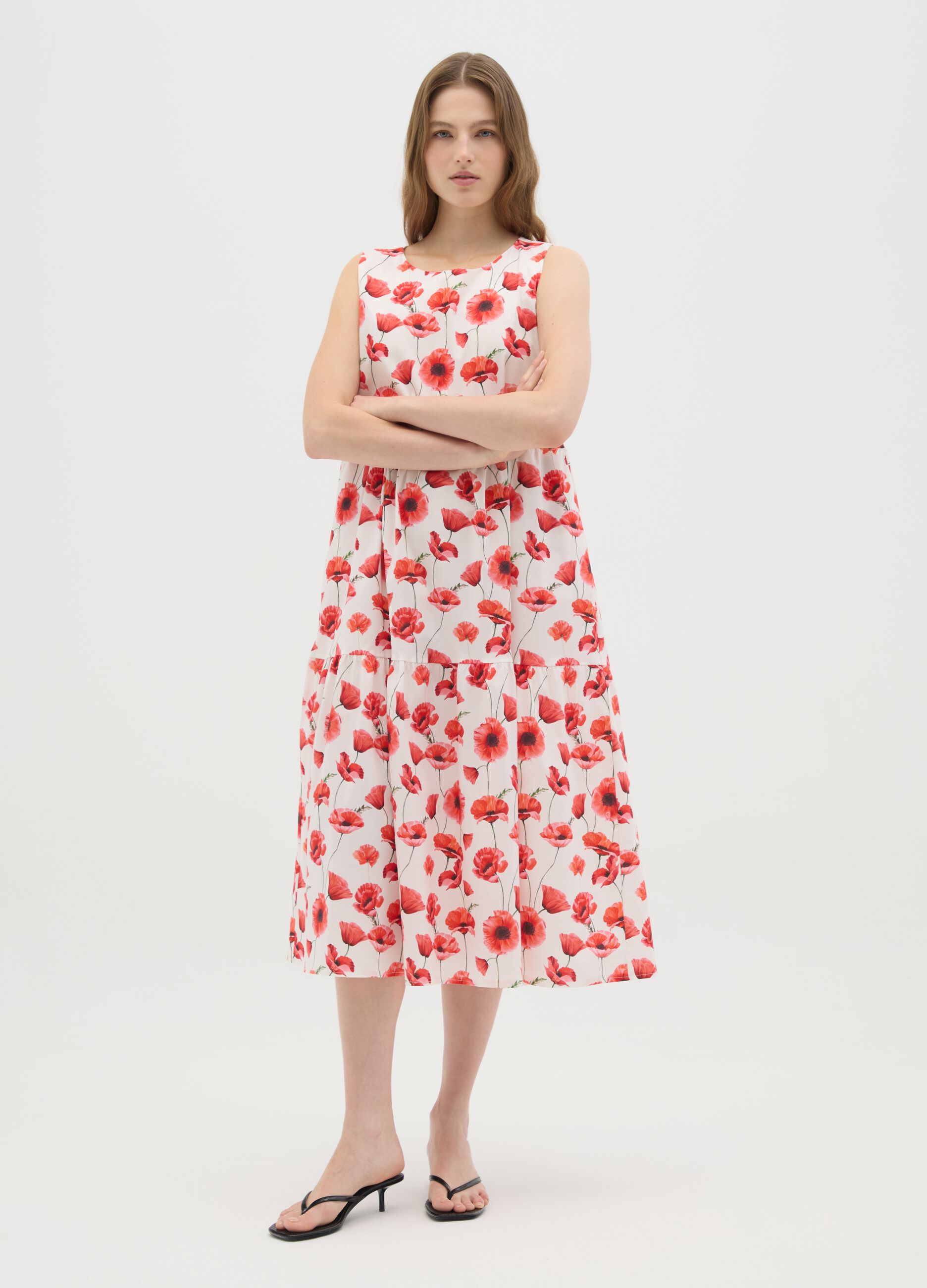 Women's Long Multicolour Cotton Dress Regular Fit