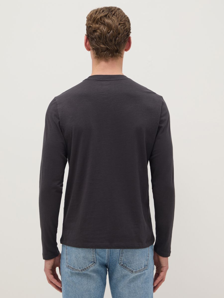 Grey long-sleeve pure cotton regular fit T-shirt_2